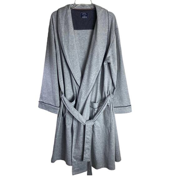 NWT‎ Ted Baker London Mens Robe Sz Large/XL Brushed Pone Piped Trim Heather Grey - Picture 7 of 11